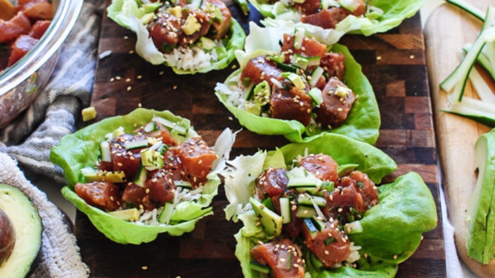 Image of Spicy Tuna Poke Lettuce Wraps