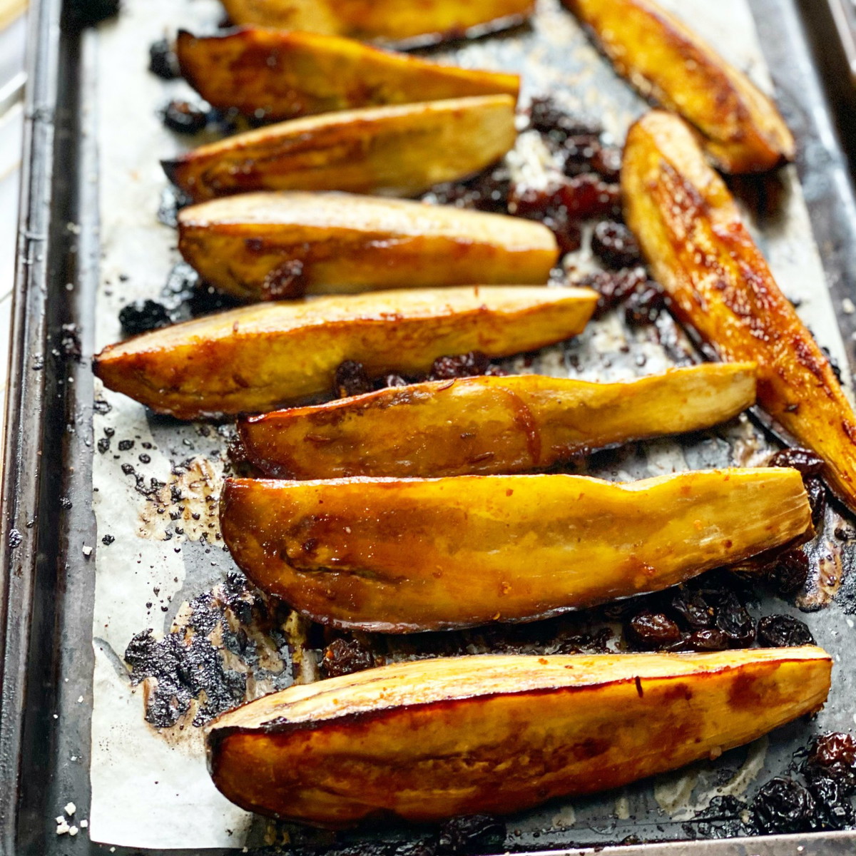 Lemon Sultana Roasted Eggplant