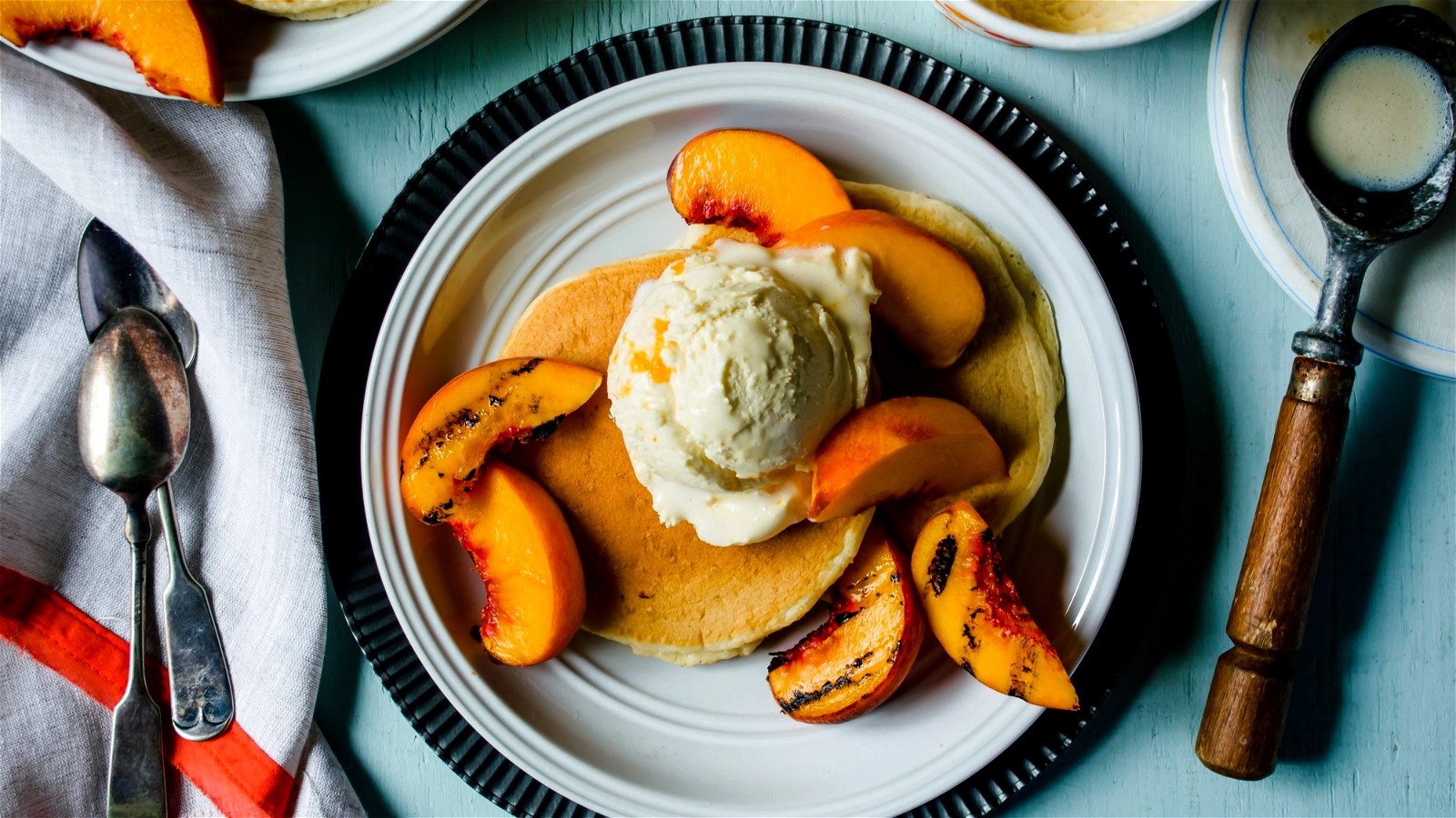 Image of Grilled Peach Pancakes
