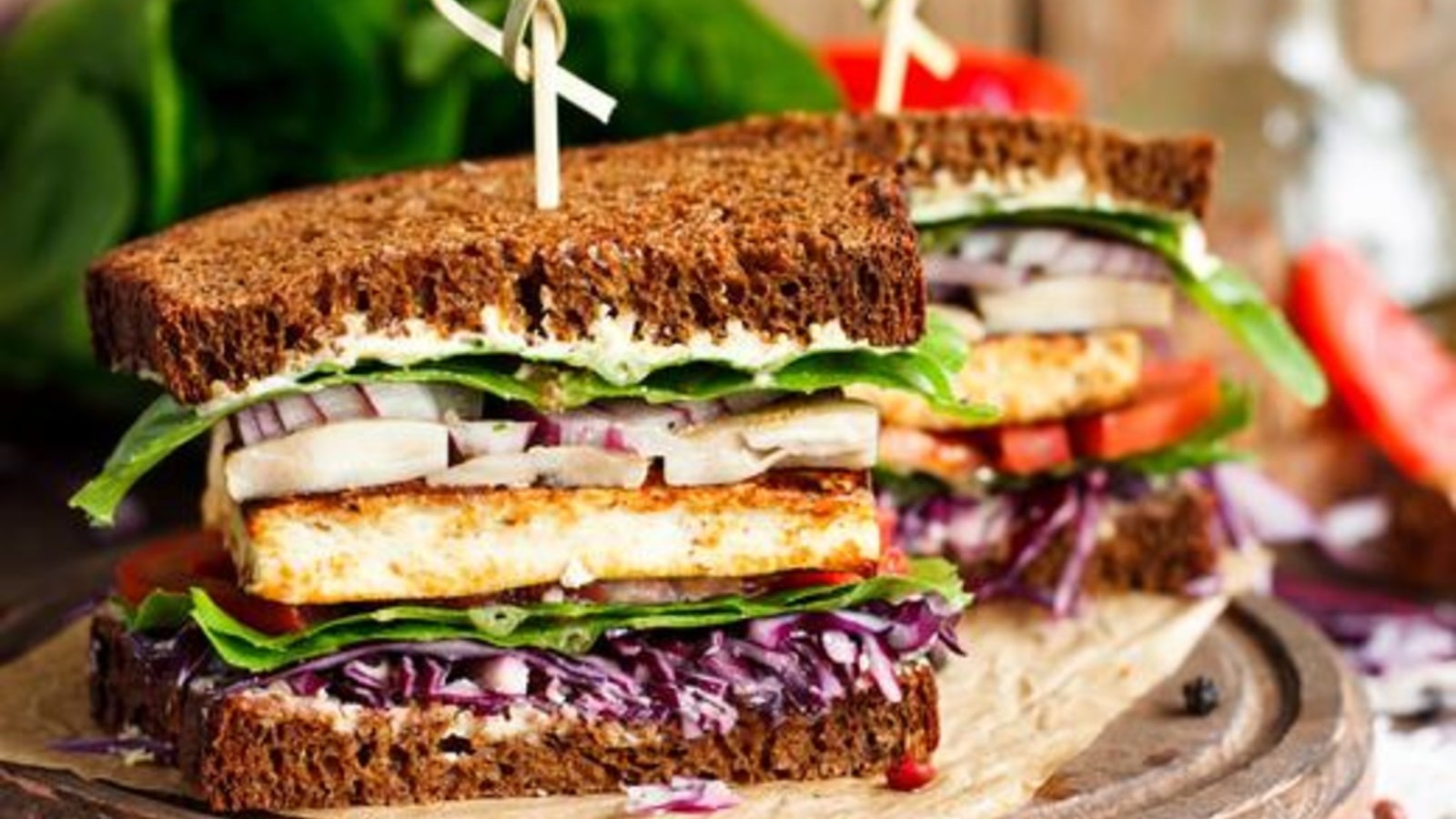Image of Vegan Sandwich With Crispy Fried Tofu and Hot Slaw!