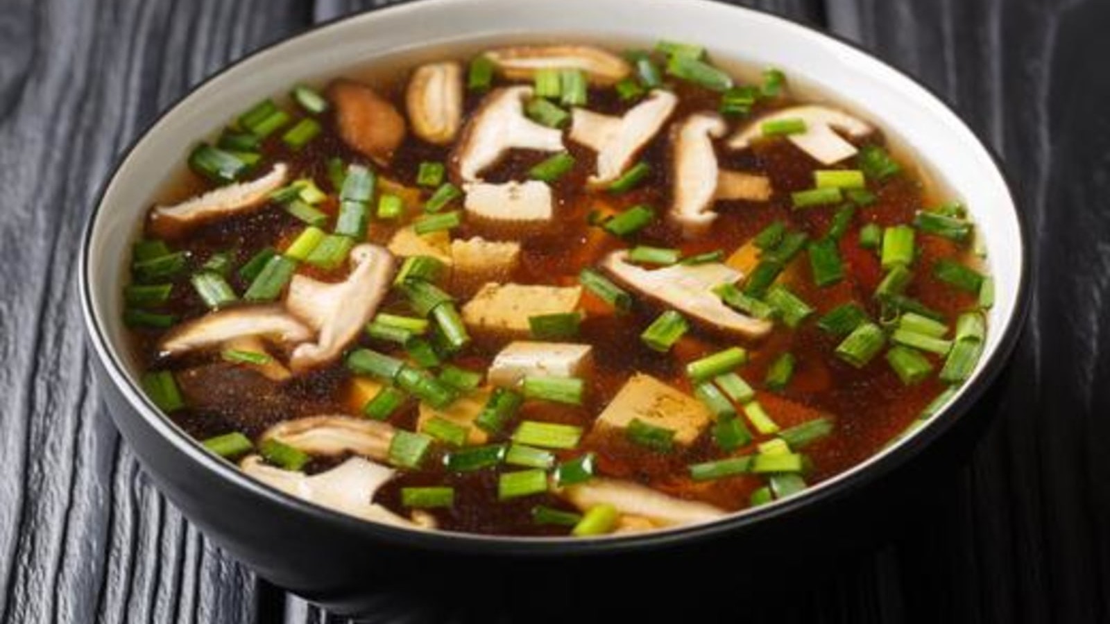 Image of Shiitake Mushroom Soup With Tofu and Enoki