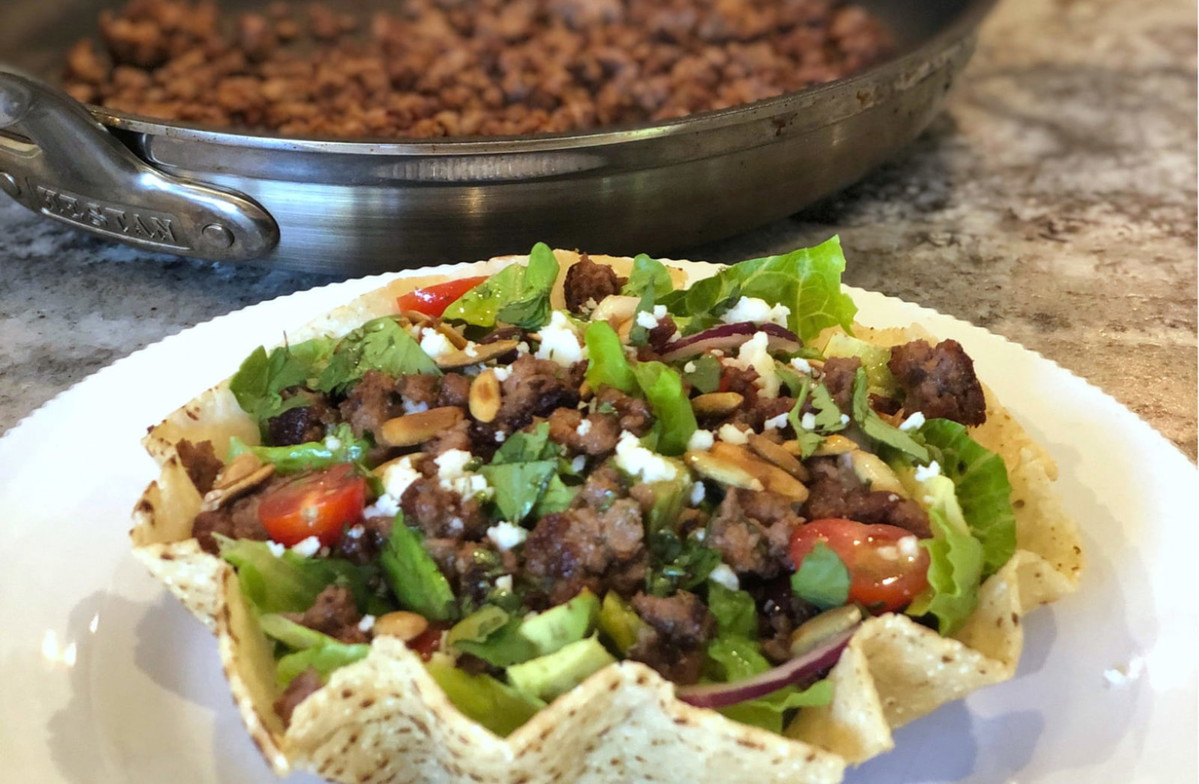 Impossible Beef Taco Salad with Cilantro-Lime Vinaigrette