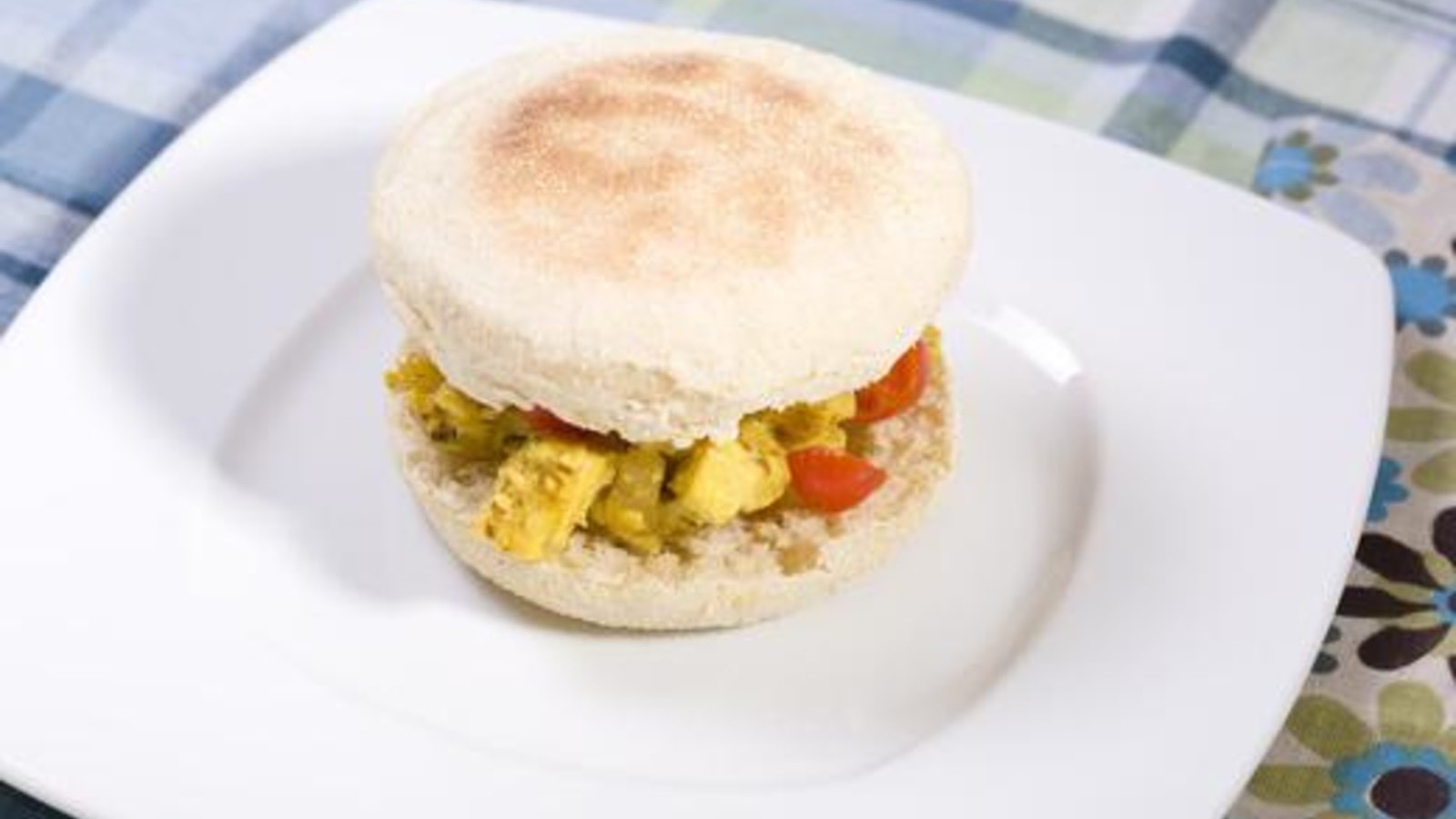 Image of Vegan Breakfast Sandwich with Tofu Eggs and Vegan Cheese!