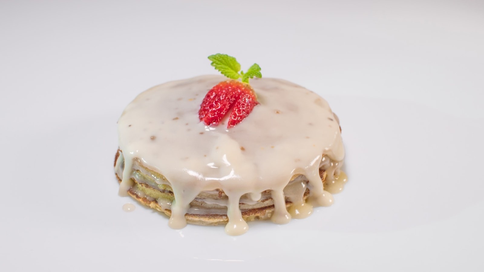 Pancakes with truffles in white choco cream