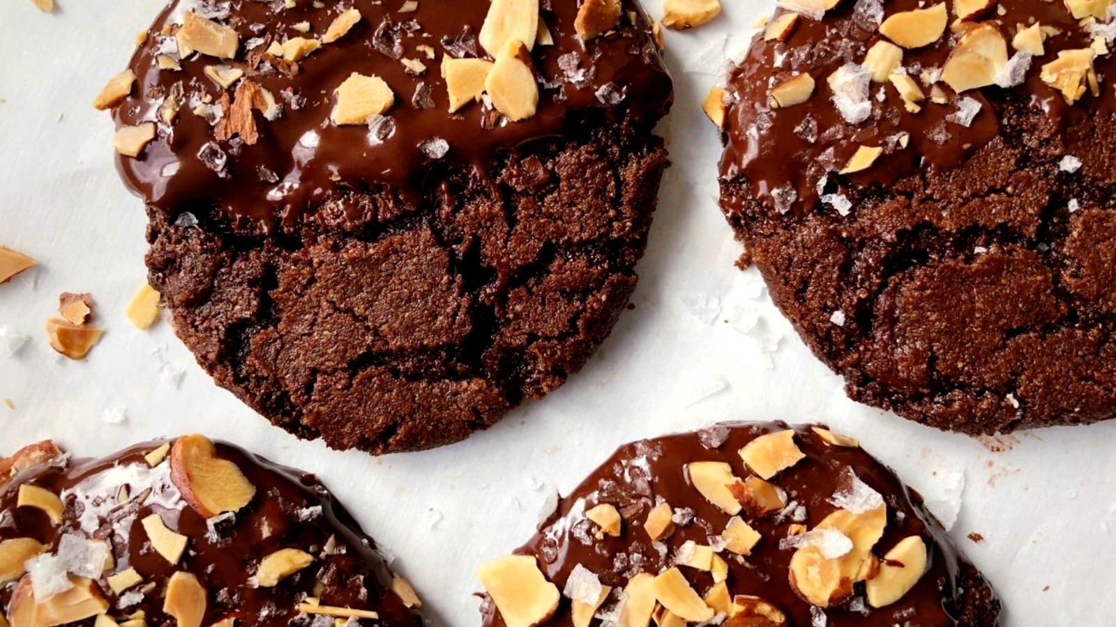 Image of Julia Resnick's Salted Dark Chocolate Almond Milk Cookies with Toasted Almonds
