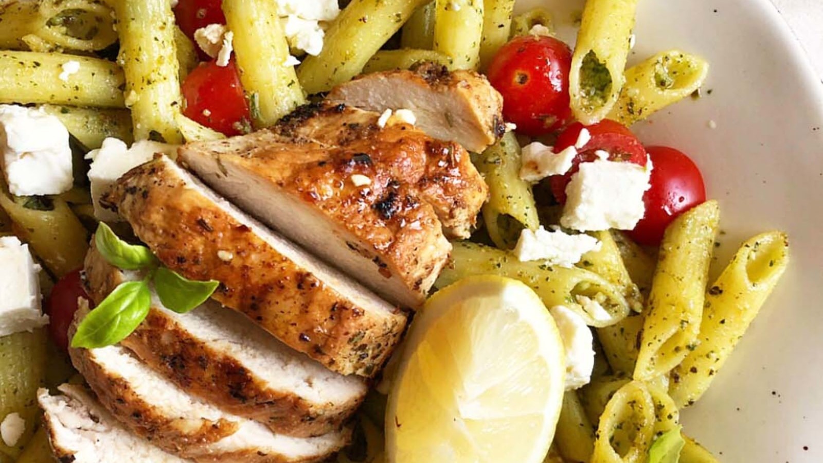 Image of Herb Lemon Chicken over Pesto Pasta Salad