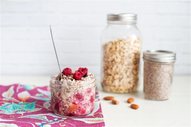 Image of Raspberry Overnight Oats with Almonds and Coconut 