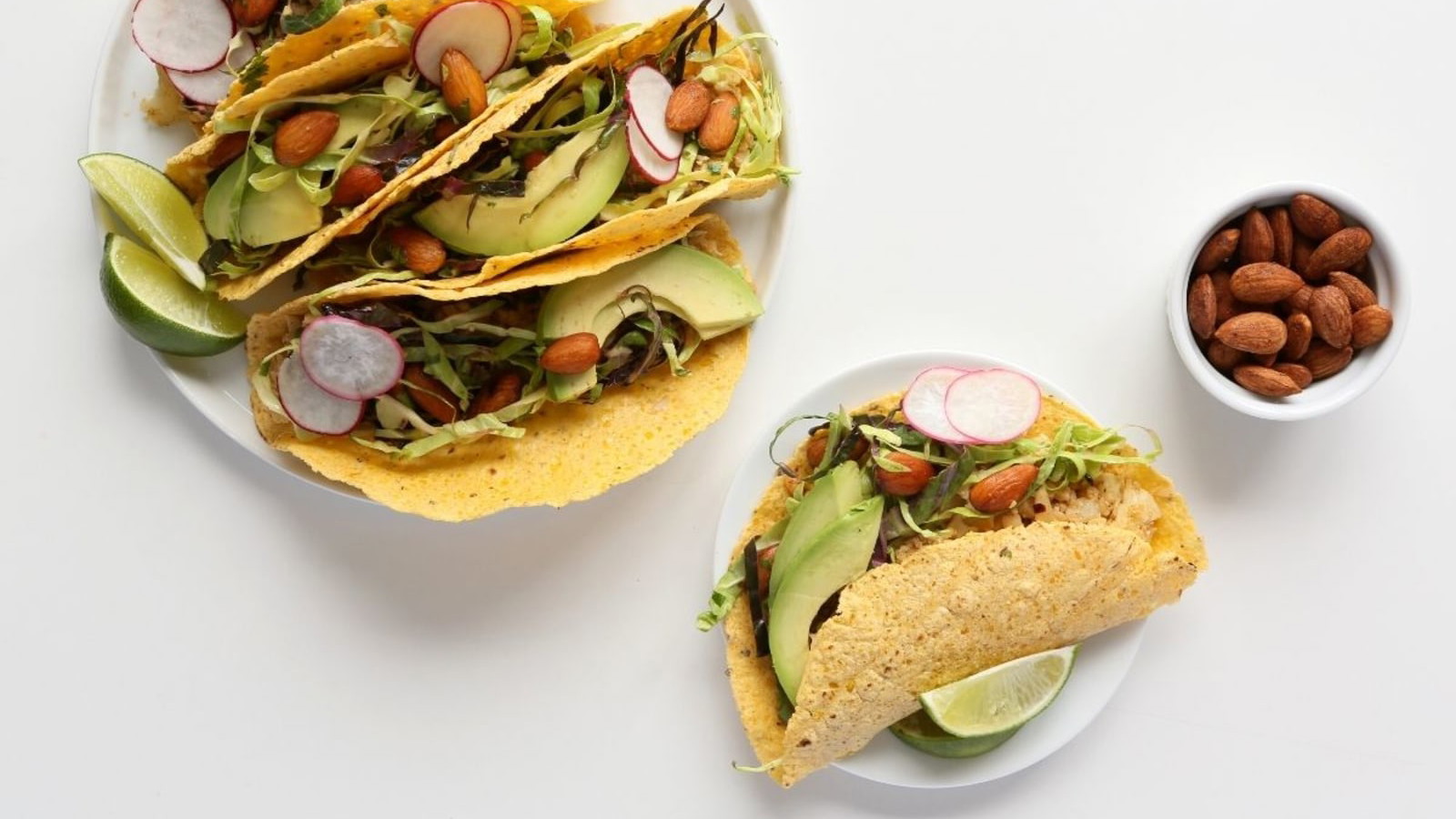 Image of Ground Cauliflower Tacos with Spicy Almonds and Crunchy Slaw