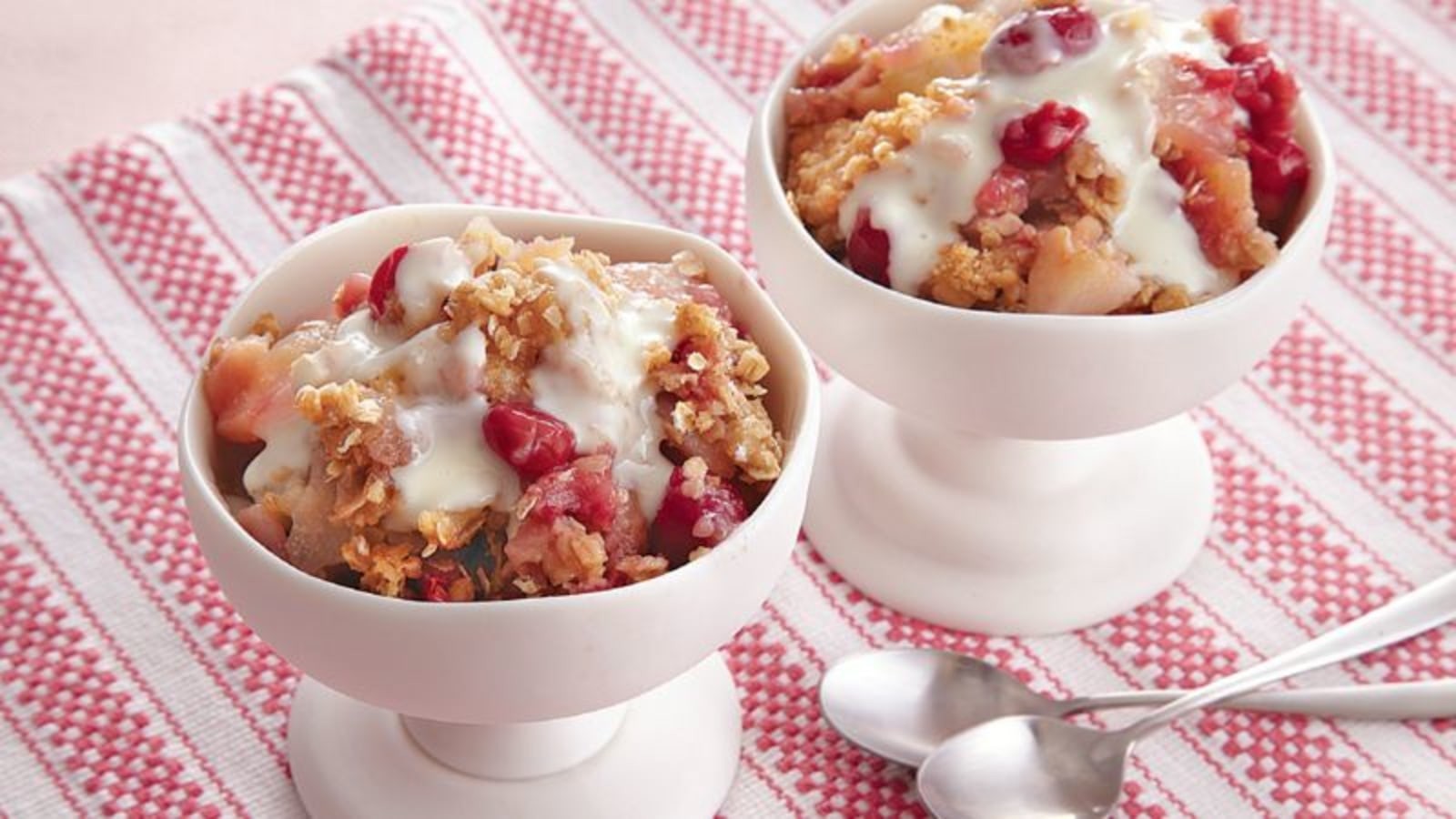 Image of Pear and Cherry Crisp with Almond Custard Sauce