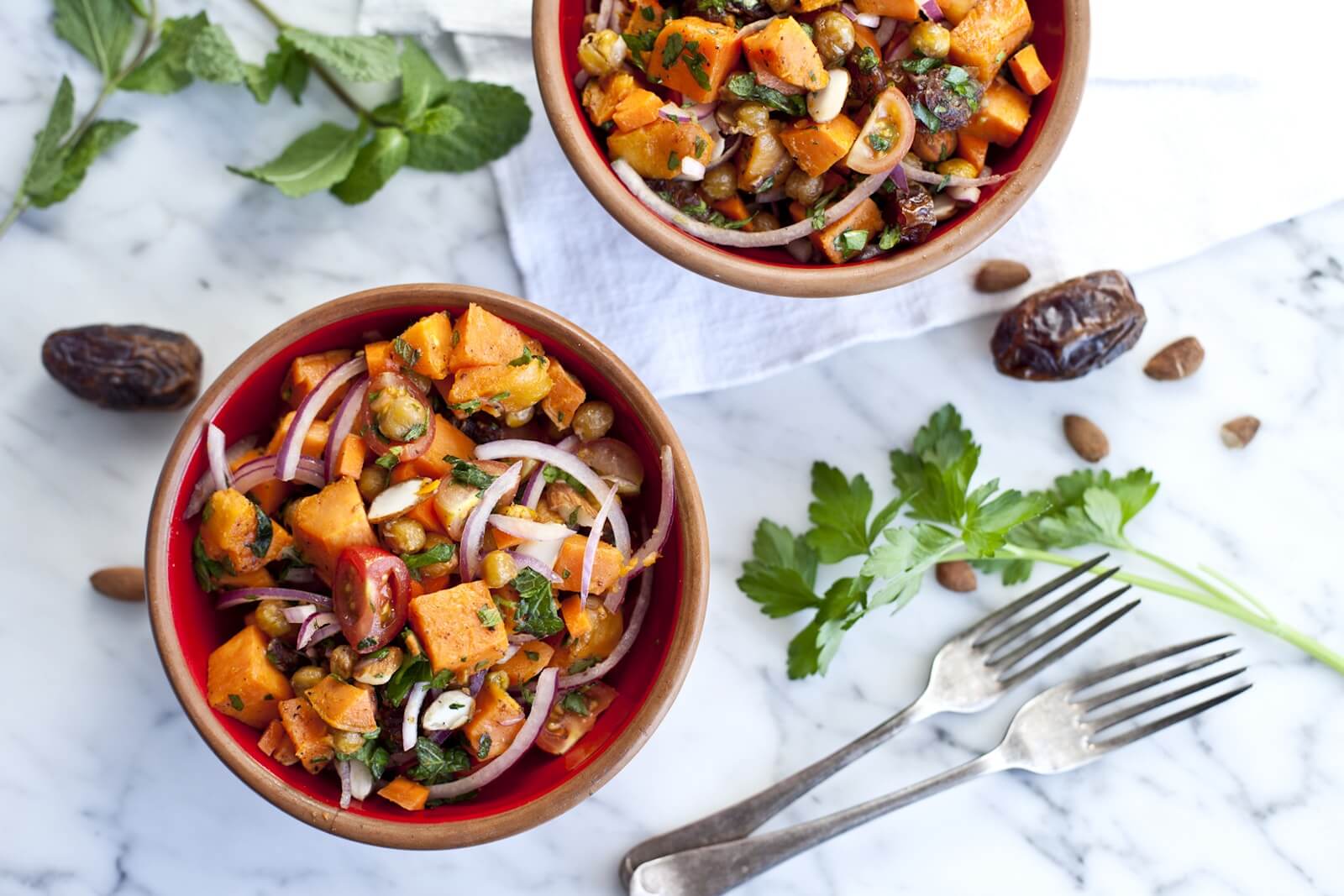 Image of Moroccan Sweet Potato and Medjool Date Salad with Cilantro-Lime Dressing