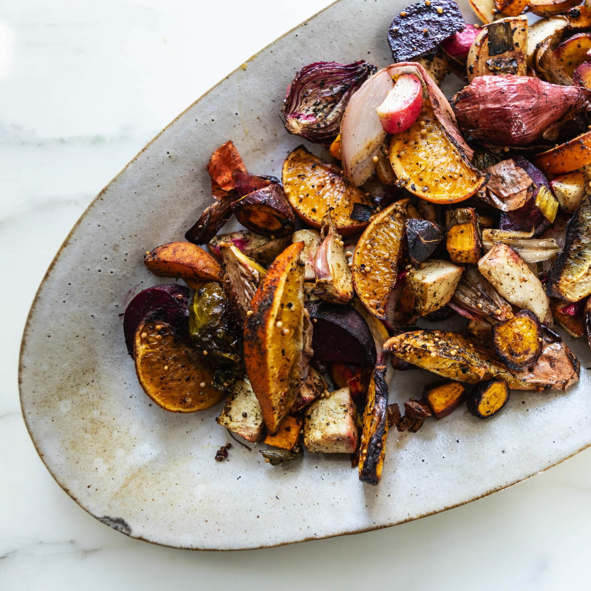 Tarragon Roasted Vegetables with Citrus and Mustard Seeds