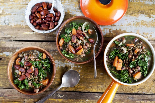 Image of Green Lentil and Bean Soup with Kale