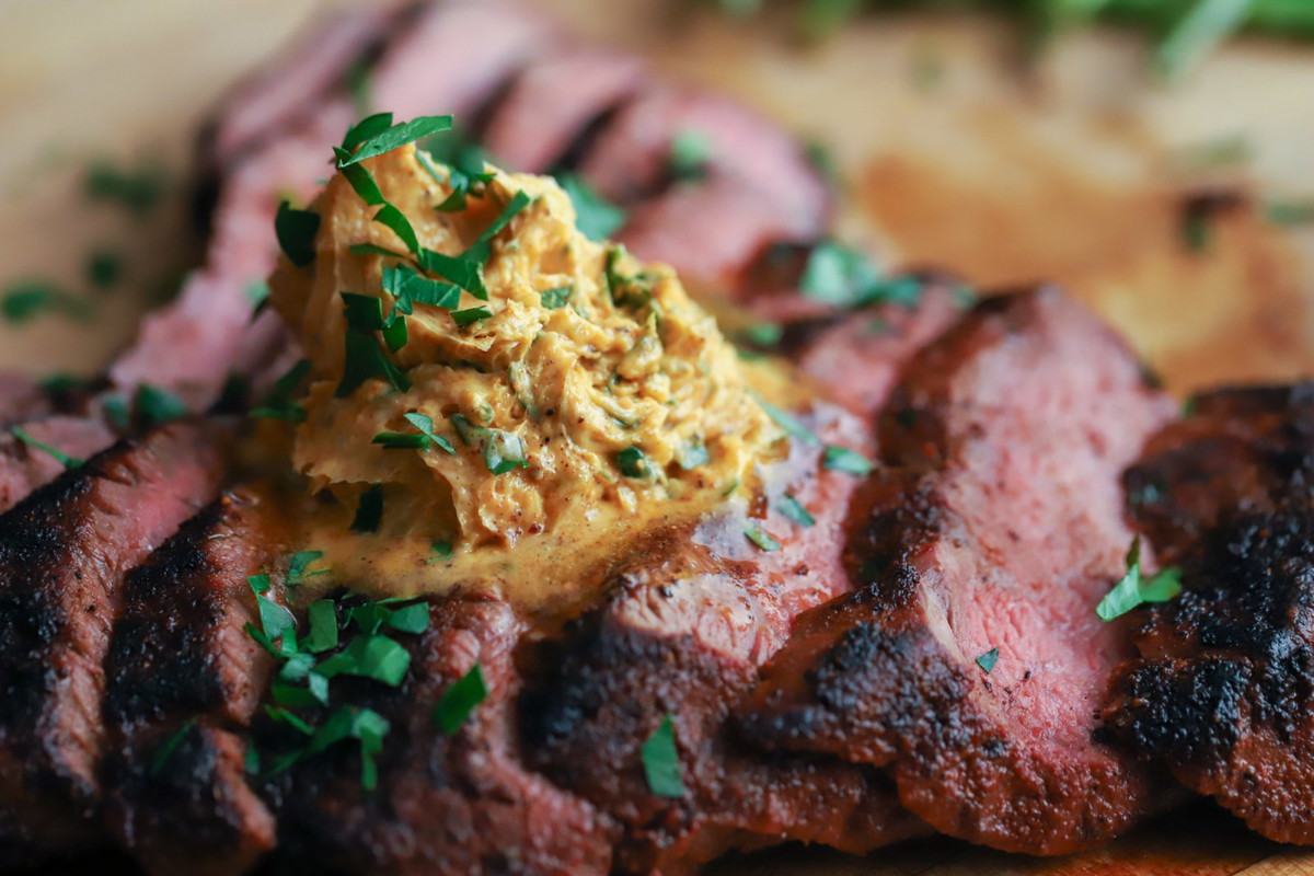 Smoked Tri Tip with Chili Butter