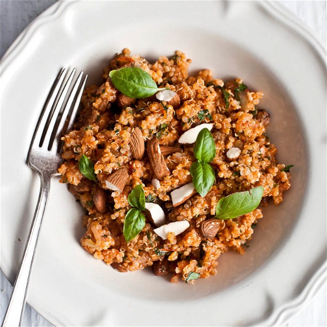 Image of Quinoa Pilaf with Tomatoes, Roasted Almonds and Raisins