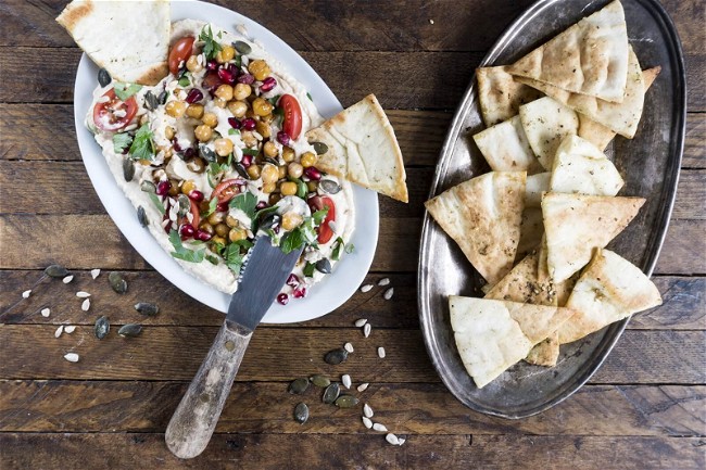 Image of Roasted Chickpea Hummus with Za'atar Pita Chips