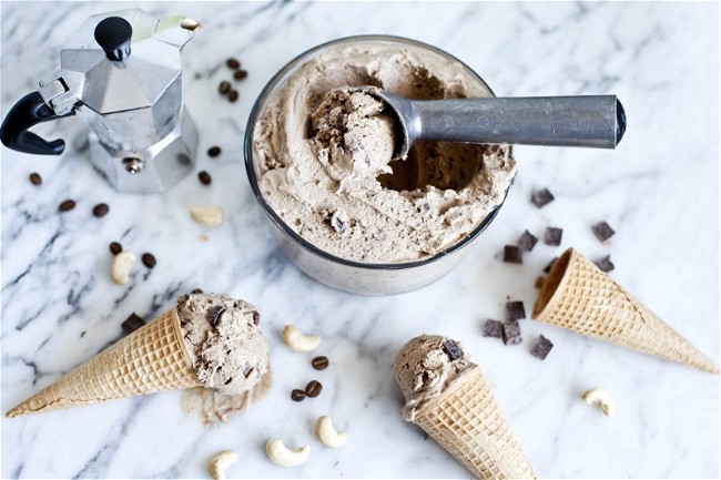 Image of Cashew, Coffee, and Chocolate Chip Vegan Ice Cream