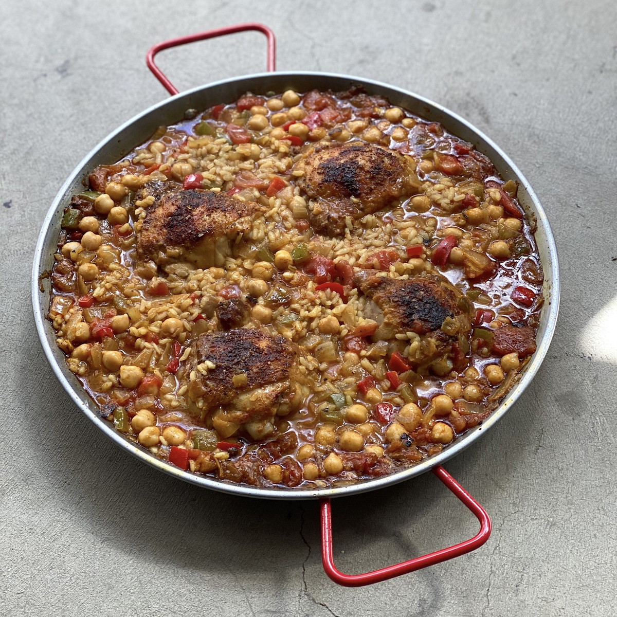 Chicken Paella with Red & Green Peppers