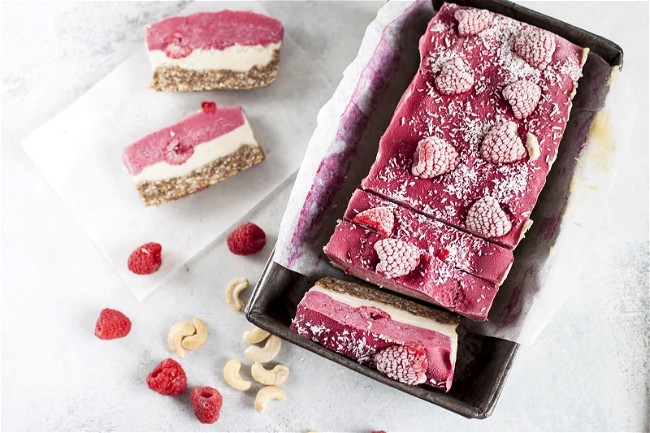 Image of Raspberry, Lime and Coconut Cheesecake