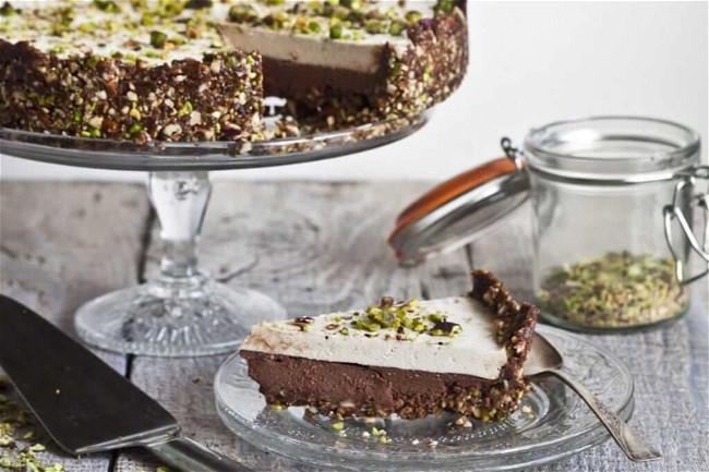 Image of Vegan Double Chocolate and Hazelnut Layered Pie