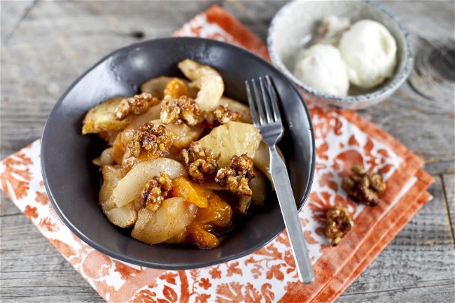 Image of Roast Fruit with Ice Cream and Maple-Roasted Nuts