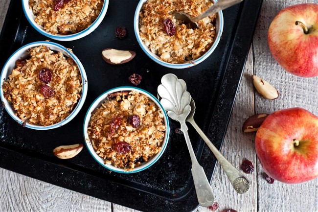 Image of Vegan Apple Nut Crunch Crumble with Cranberries and Dates