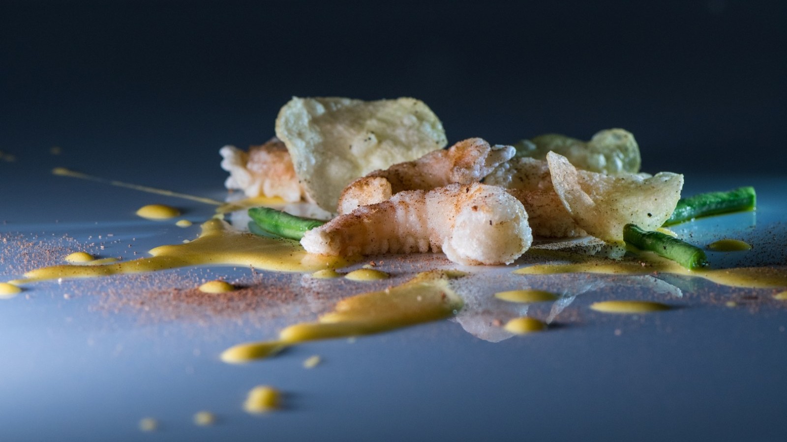 Image of Shrimp tempura with Black Truffle seasoning and Truffle Chips