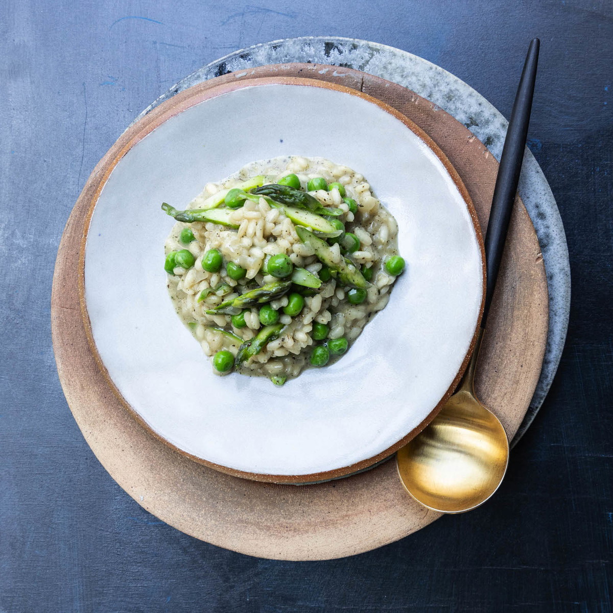 Pea Asparagus and Herb Risotto with Green Peppercorn