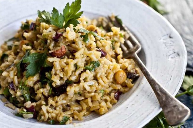Image of Brown Rice with Sundried Tomatoes, Kalamata Olives and Hazelnuts