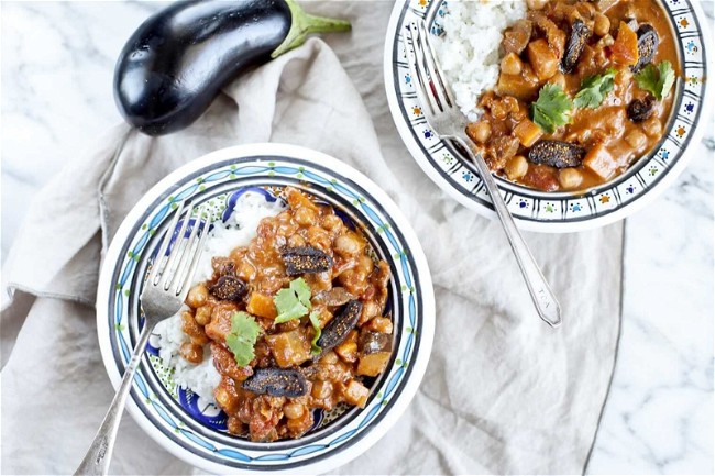 Image of Eggplant Curry with Chickpeas and Dried Figs