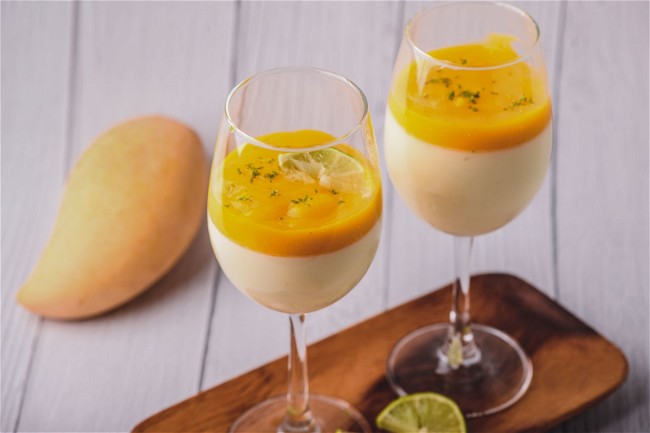 Image of Lime Posset with Mango Sauce