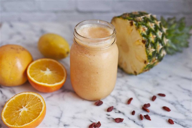 Image of Exotic Citrus Smoothie with Pineapple and Goji Berries