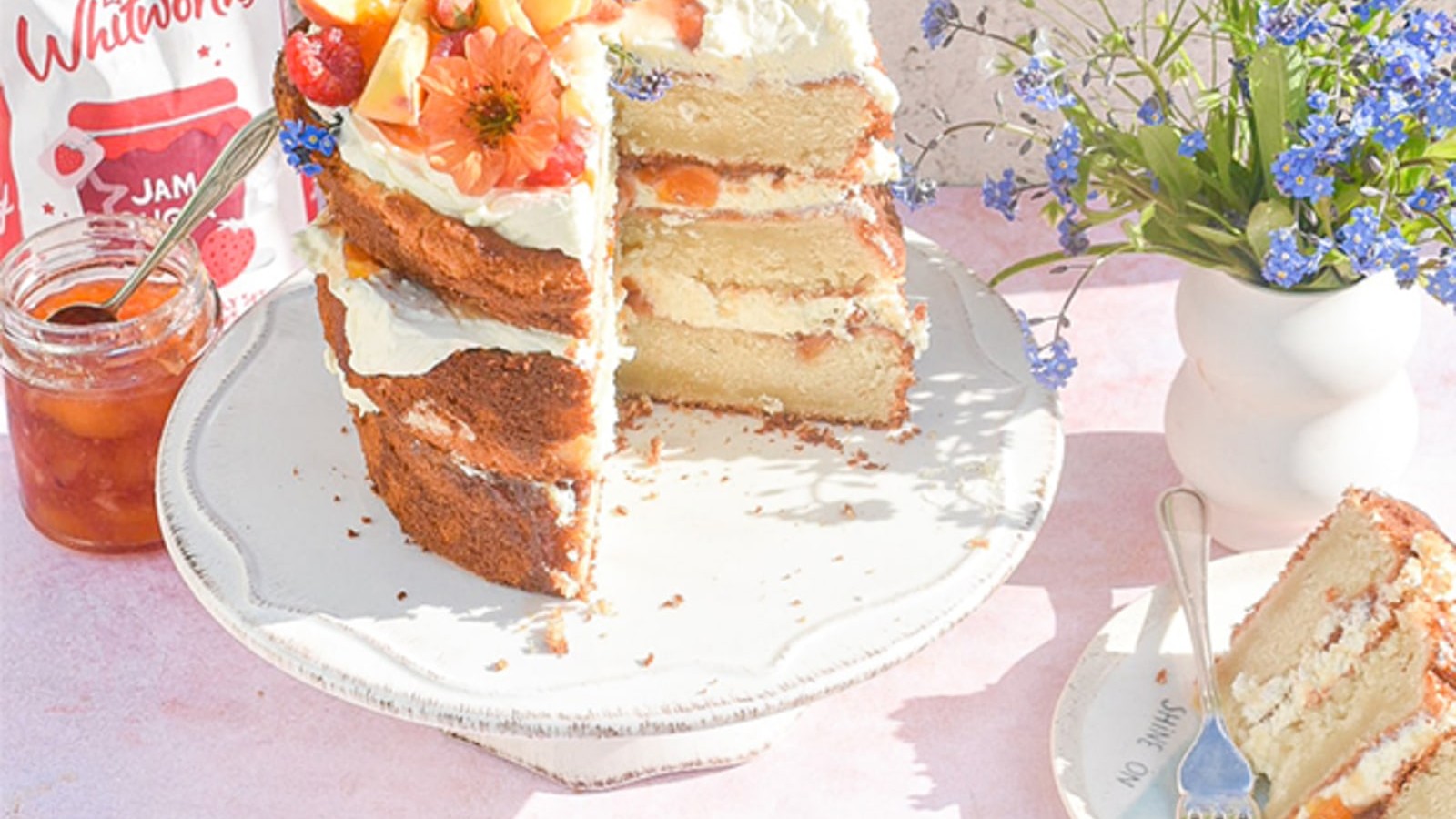 Image of Peaches and Cream Cake with Peach Bellini Jam