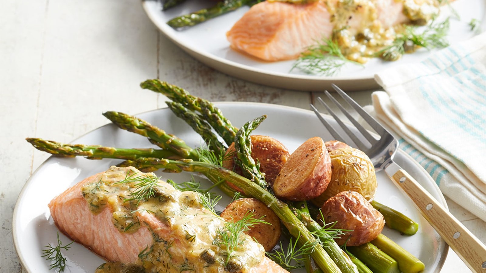 Image of Roasted Salmon & Asparagus with Dill-Mustard Sauce