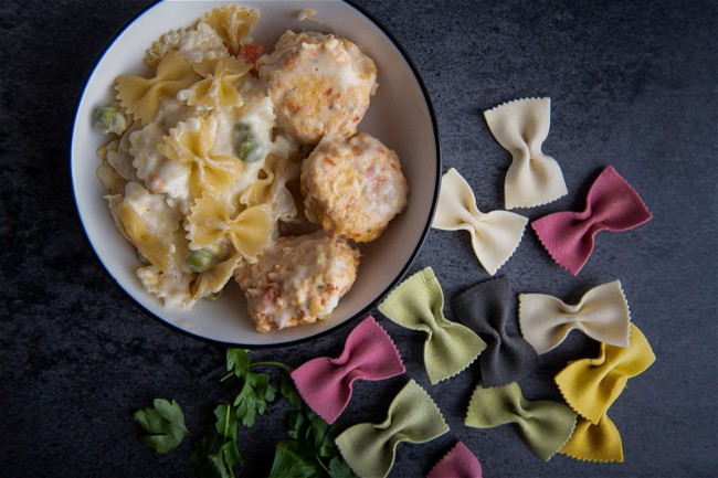 Image of Creamy Farfalle with Chicken Meatballs
