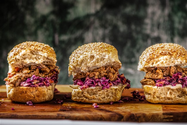 Image of Pulled Pork Sliders with Red Cabbage Slaw
