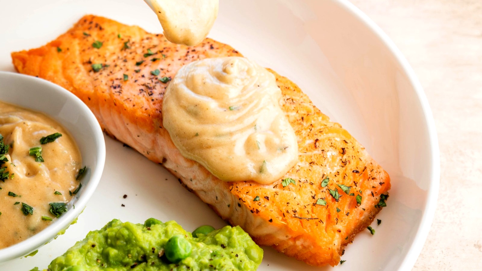 Image of Salmon with a fancy Beurre Blanc