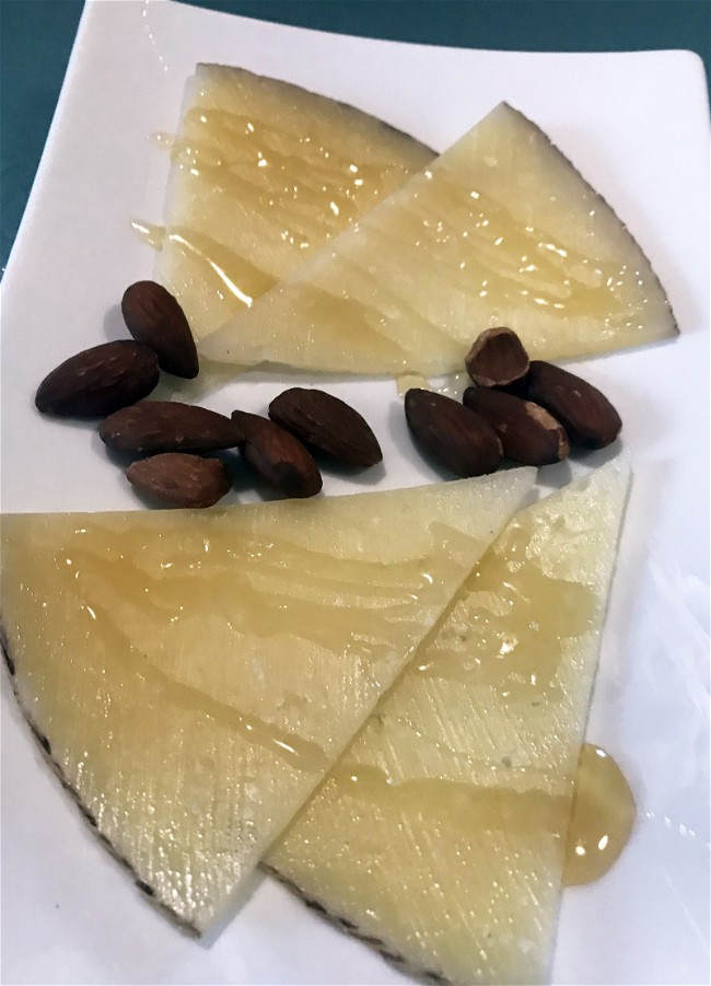 Image of Spanish Meal: Manchego Cheese with Honey and Almonds