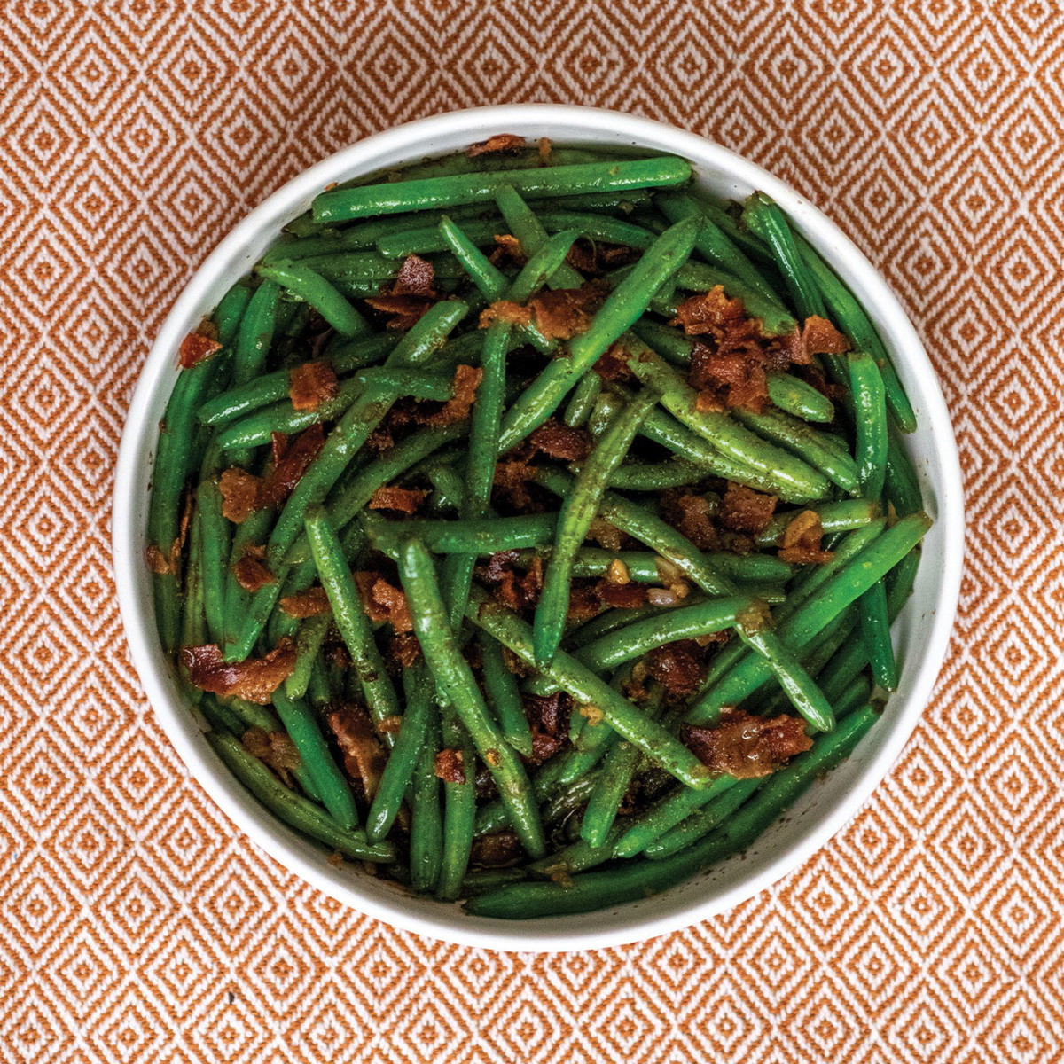 Bacon & Bourbon Green Beans Flambé