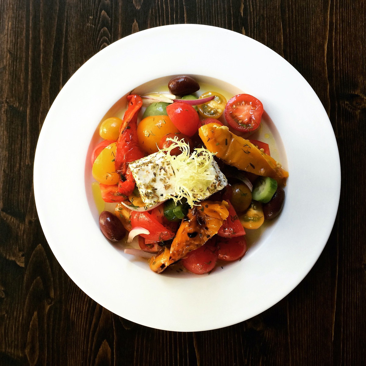 Roasted Pepper & Raw Tomato Salad