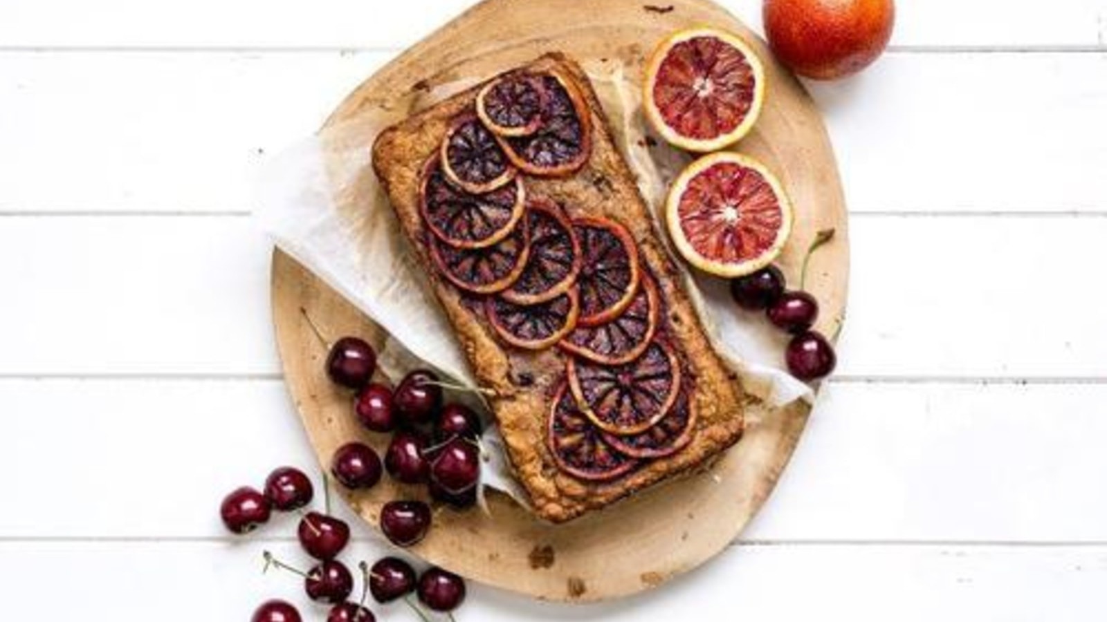 Image of Blood orange and cherry coconut loaf