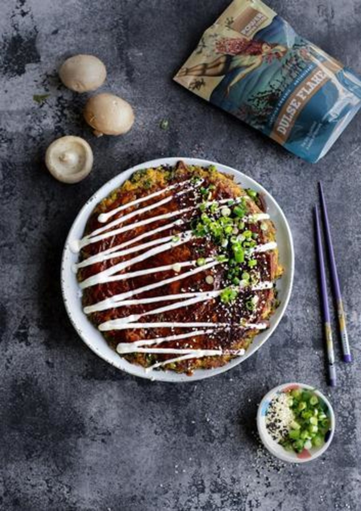 Vegan okonomiyaki (japanese savoury pancake)