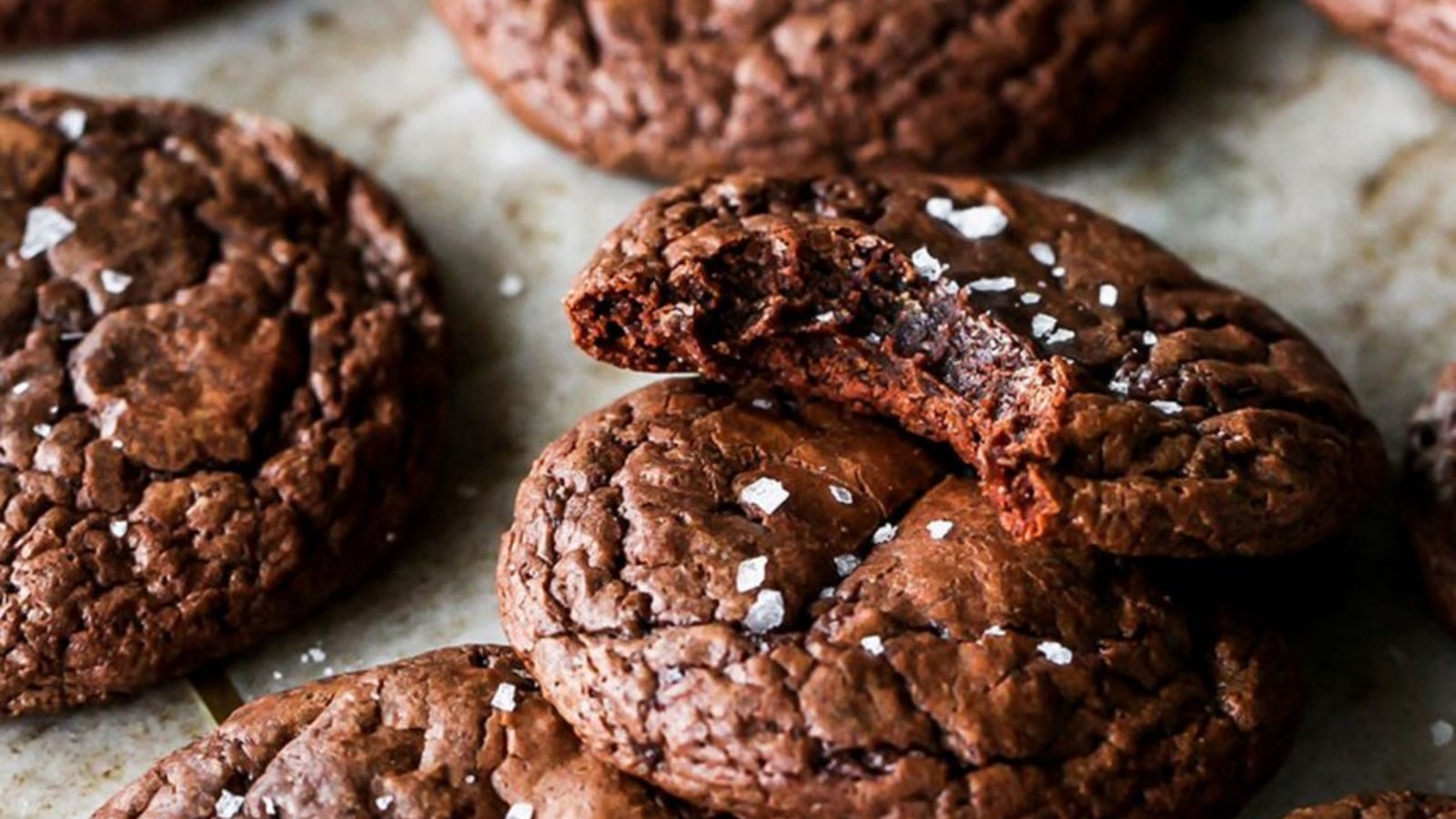 Image of Salted Dark Chocolate Tahini Brownie Cookies
