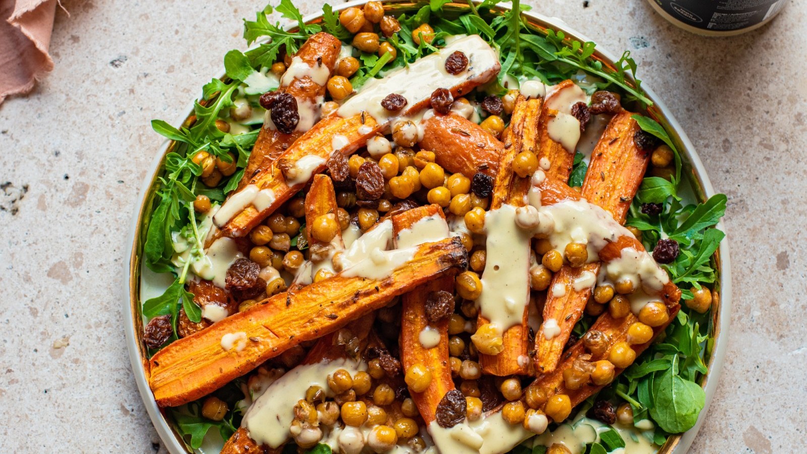 Image of Roasted Carrots, Chickpeas, and Tahini Sauce
