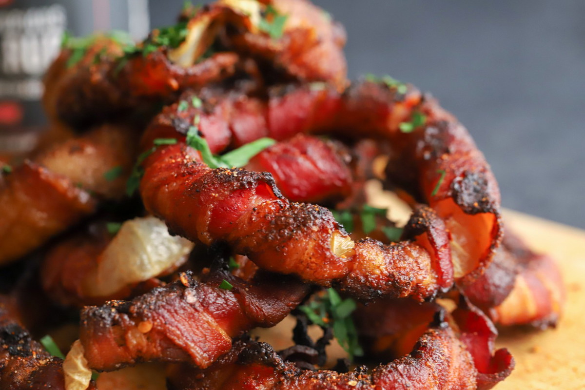 Smoked Bacon Wrapped Onion Rings