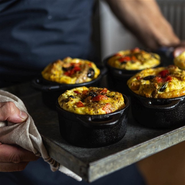 Image of Mini Potato, Olive, and Bell Pepper Frittatas
