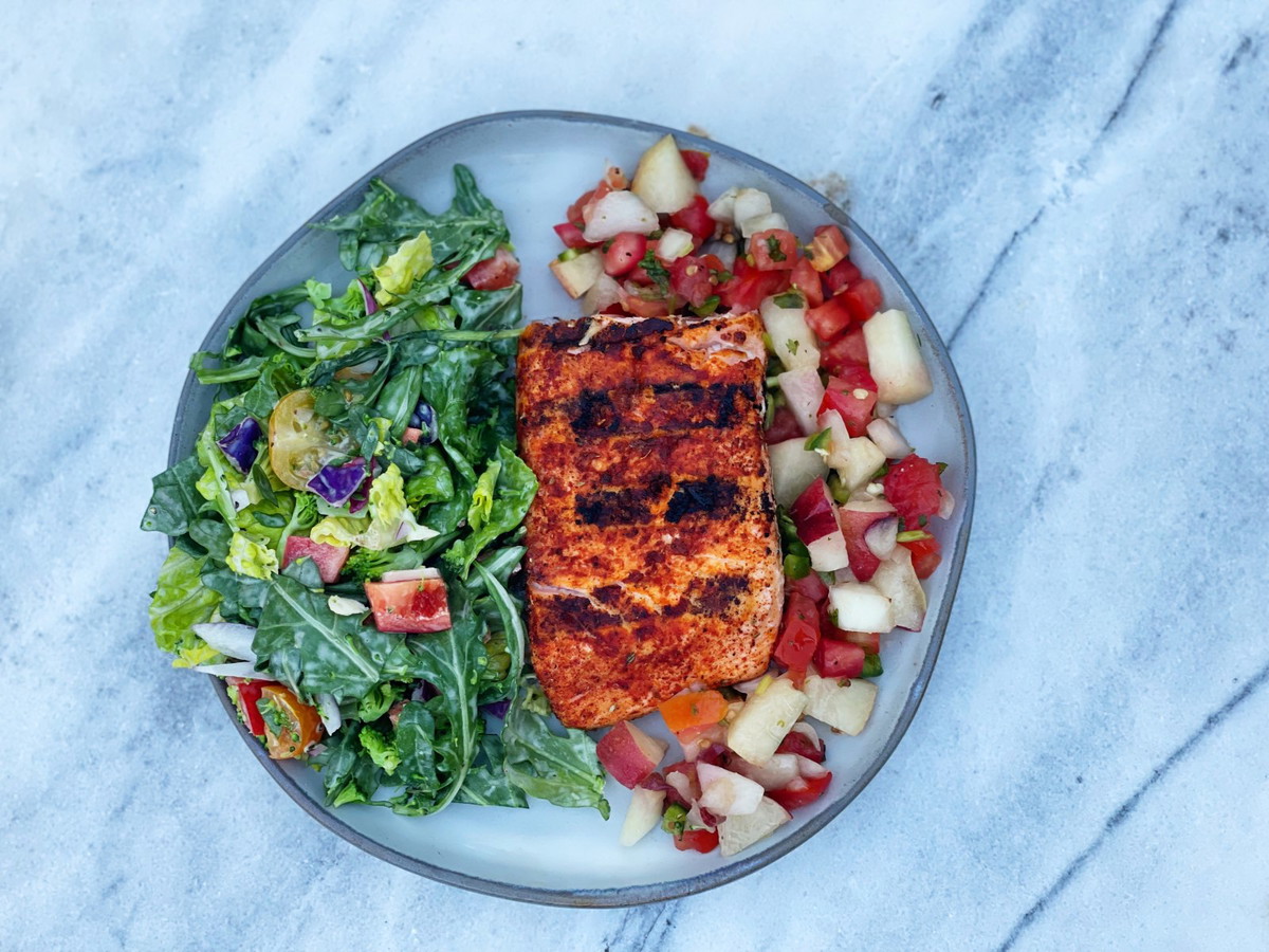 Grilled Salmon with Summer Fruit Salsa
