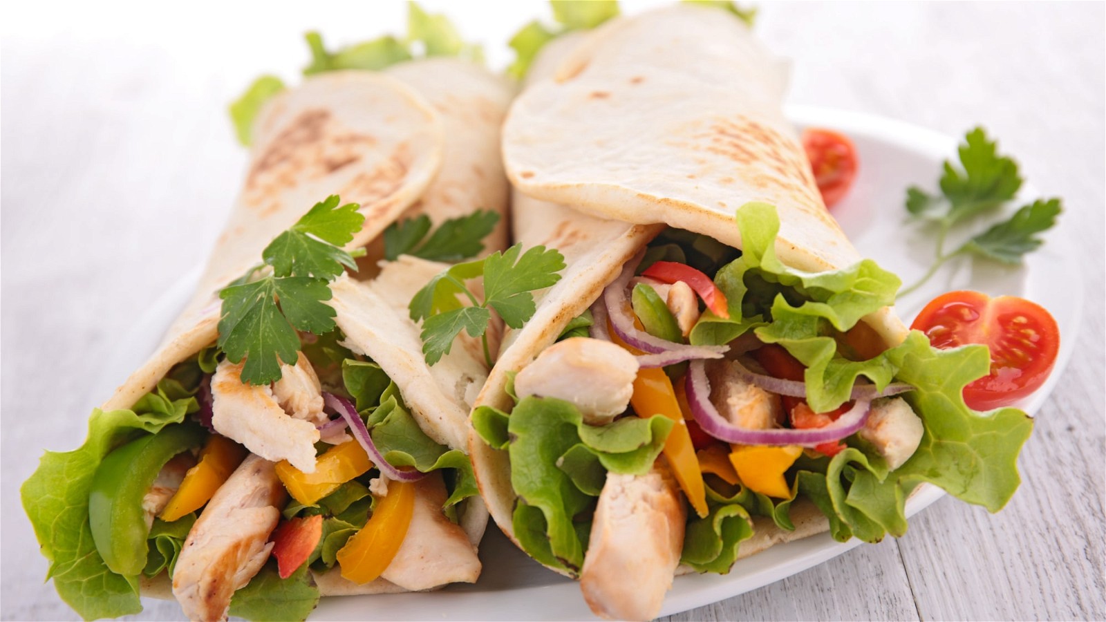 Image of Chicken Fajita Wraps with Creamy Cilantro Mayo