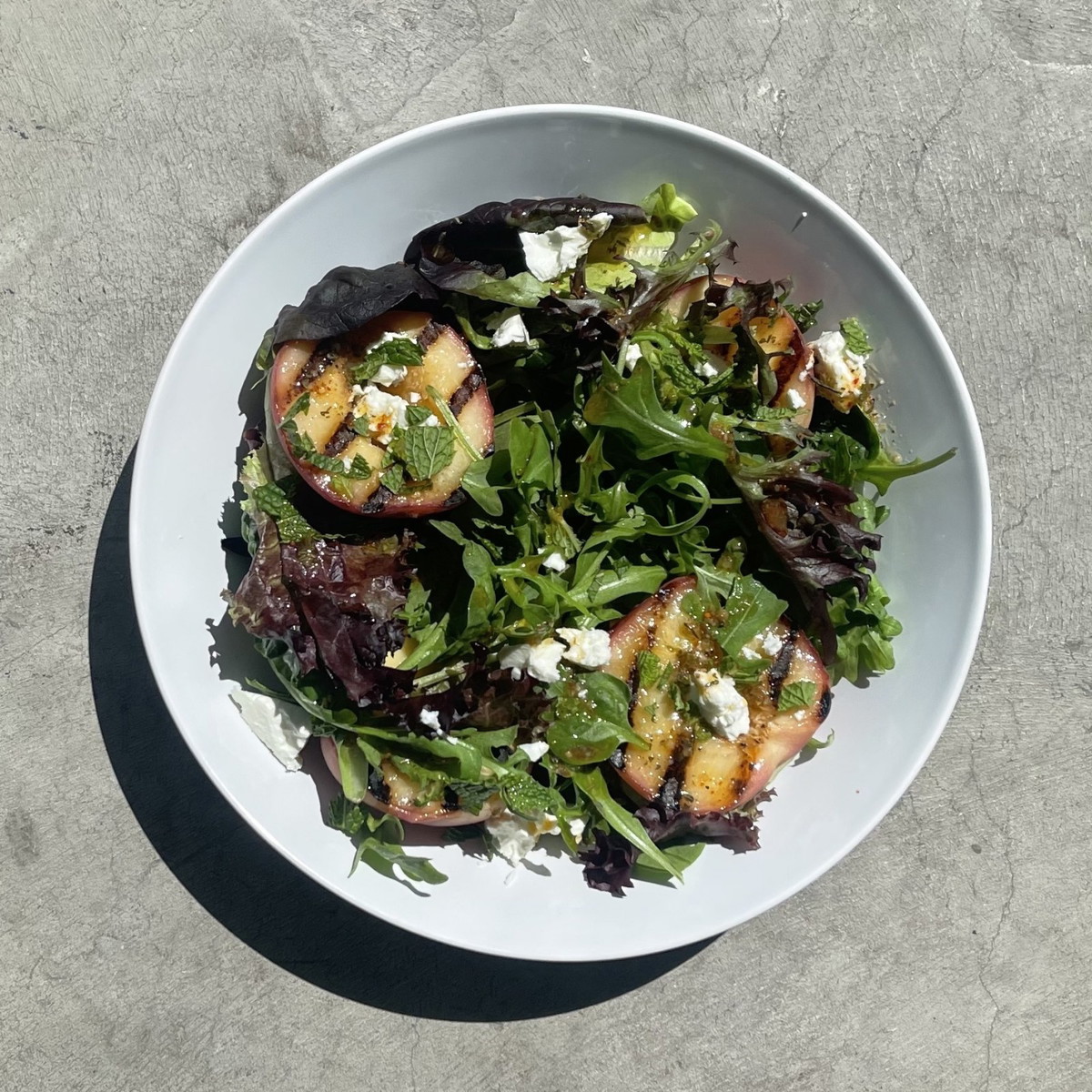 Grilled Peach Salad with Mint and Feta