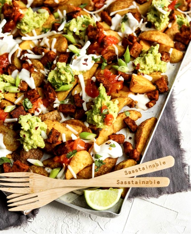 Image of Cheesy Loaded Fries with Tempeh