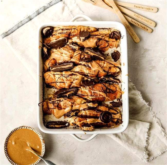 Image of Peanut Butter Croissant Bread and Butter Pudding